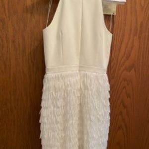 Aidan Mattox, white fringe dress size 8.